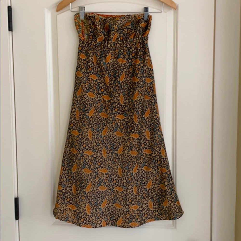 Synergy 100% Silk Paisley Bandeau Dress, Small